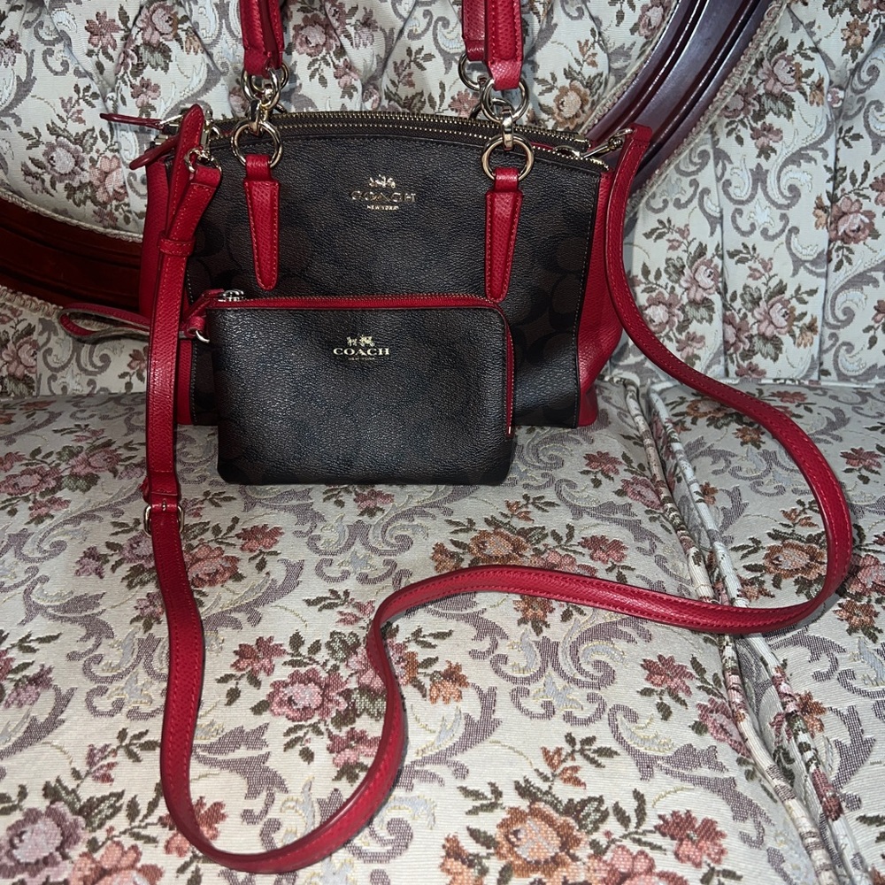 Authentic Coach Small Two way bag and go zippy wallet.Both are Good Condition